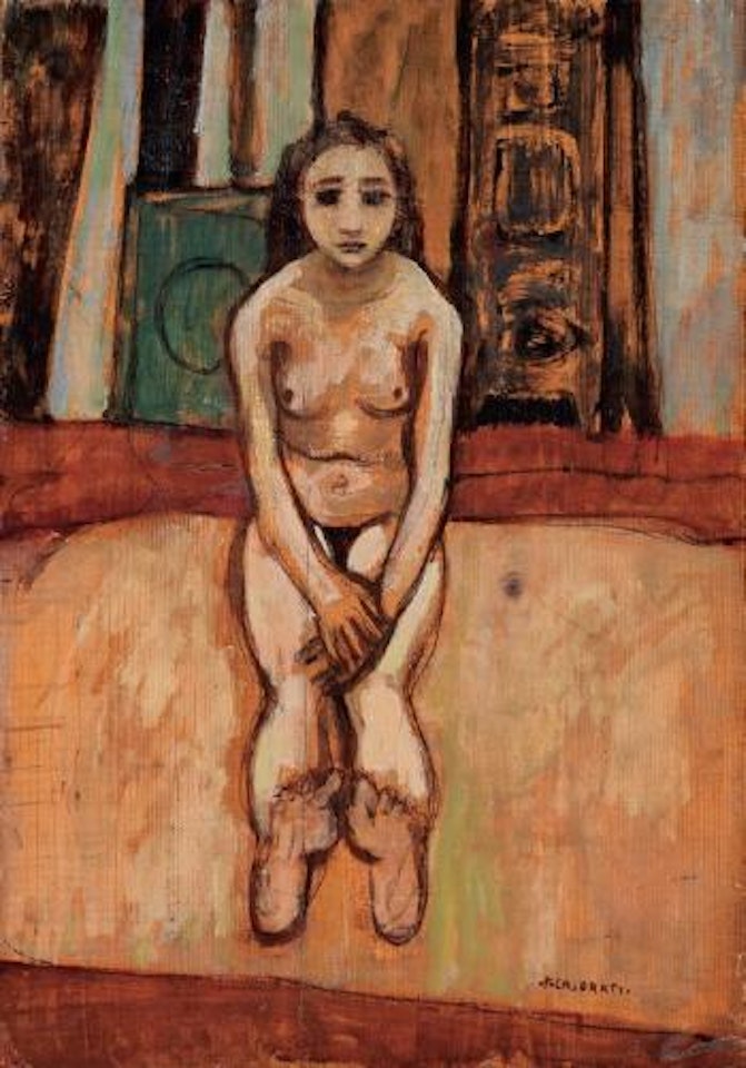 Nudino (ragazza seduta per la terra) by Felice Casorati