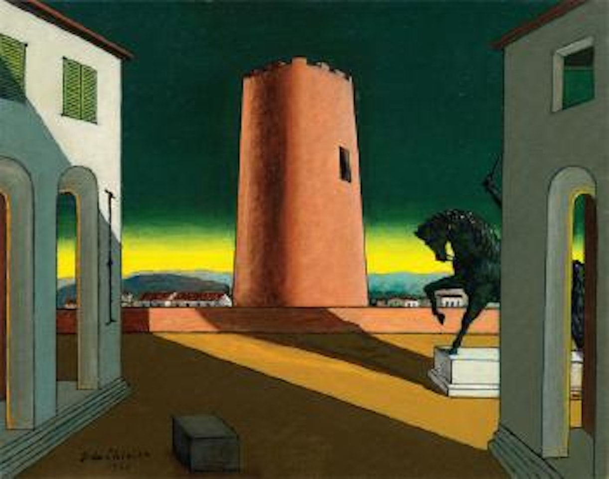 Piazza d'Italia. Torre rossa by Giorgio de Chirico