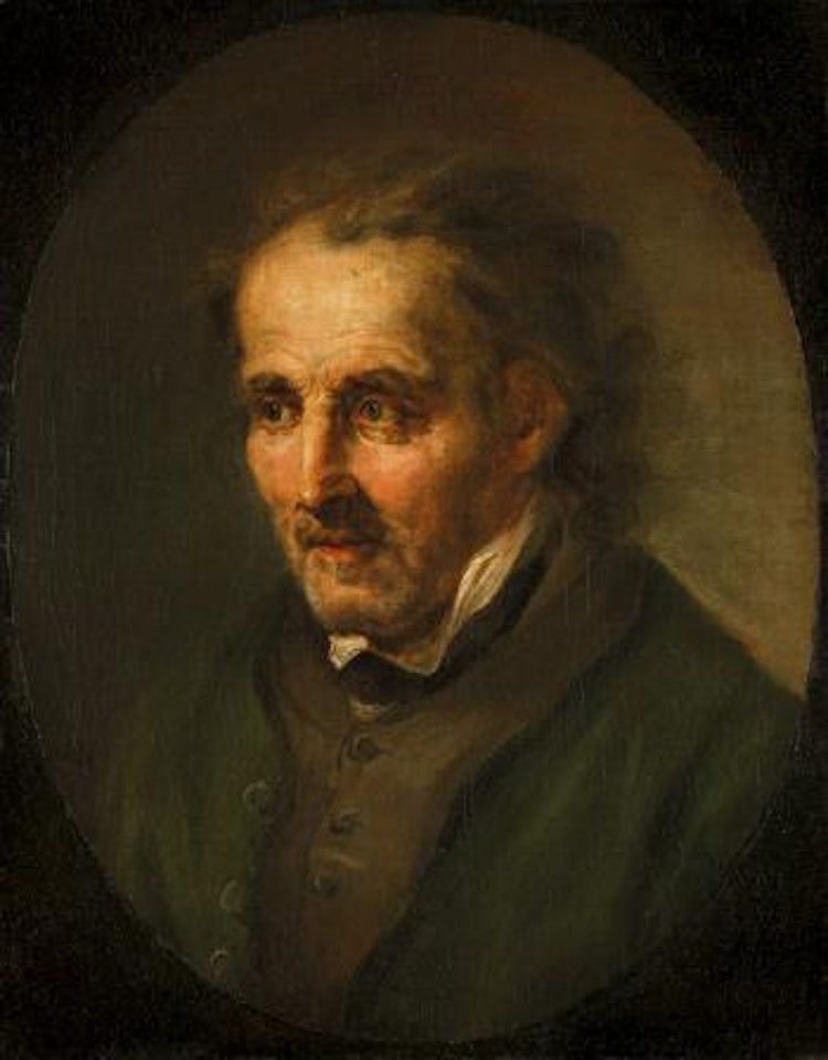 Bildnis eines alteren Herren mit weisser Halsbinde im Dreiviertelprofil nach links, im Oval by Christian Wilhelm Ernst Dietrich