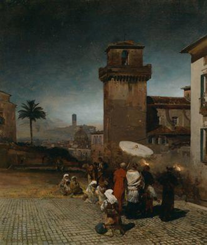 Evening worship at San Pietro in Vincoli in Rome by Oswald Achenbach
