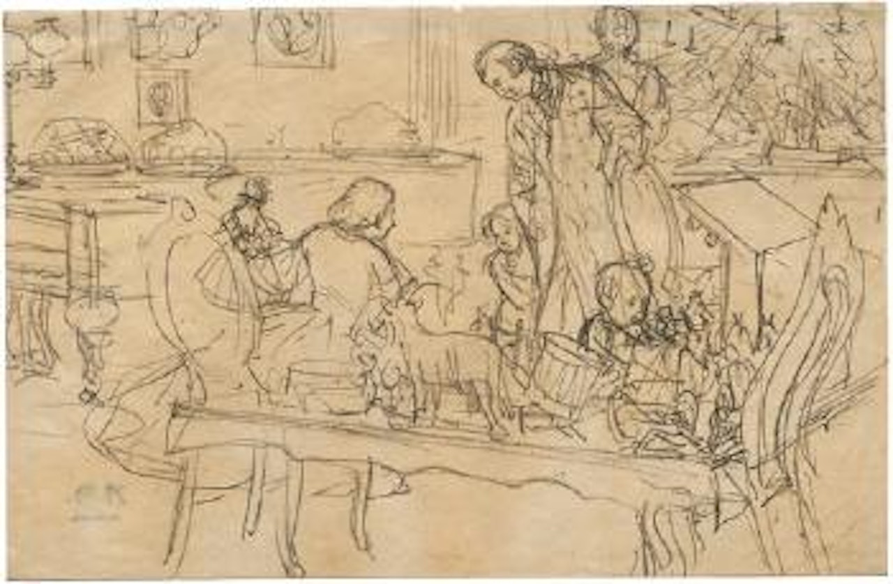 Weihnachten: Bescherung im Familienkreis by Adolph Menzel