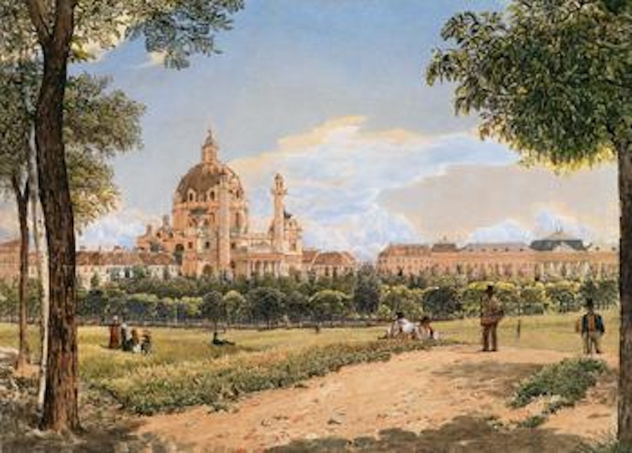 View of St. Charles's church and the polytechnic institute by Rudolf von Alt