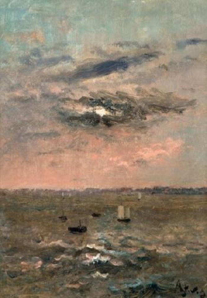 Marine par ciel rose by Alfred Stevens