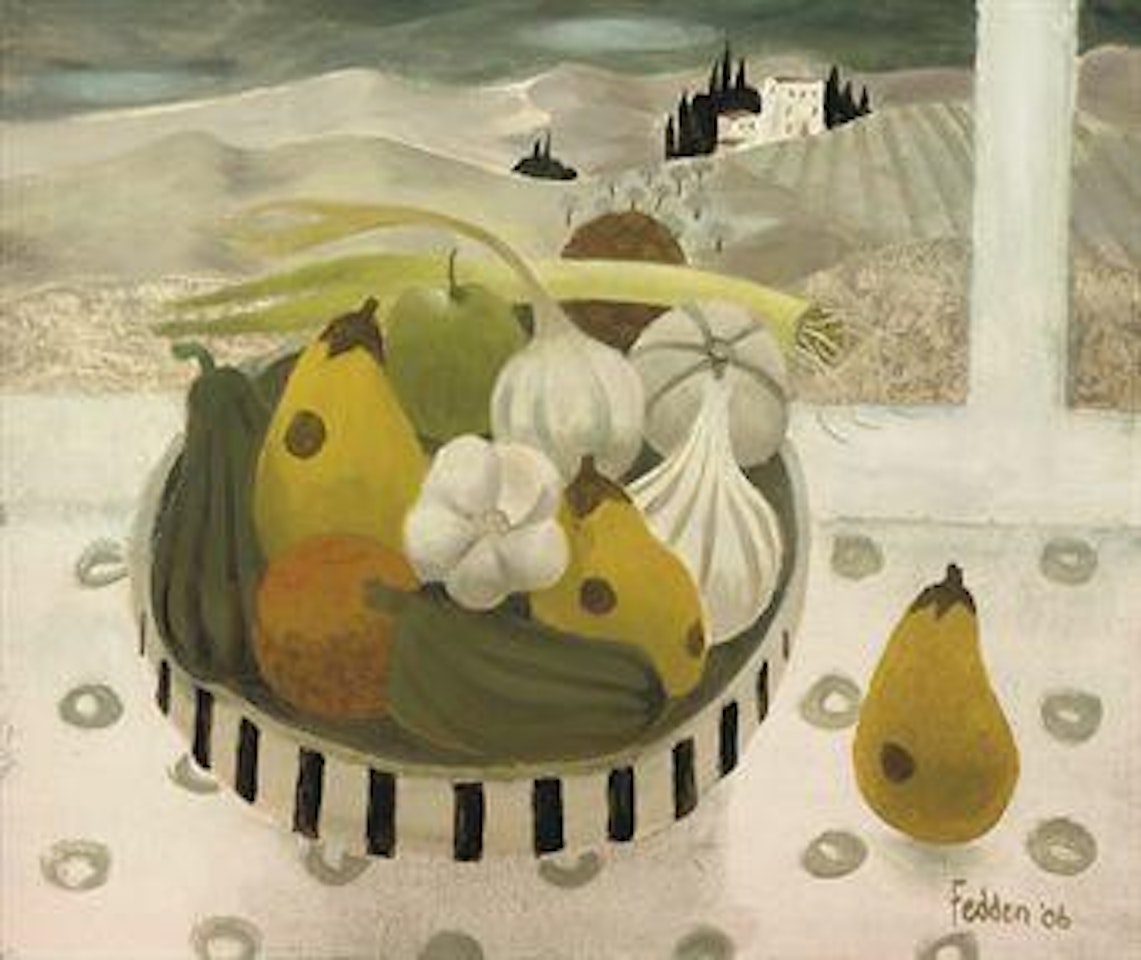 Still life with yellow aubergines by Mary Fedden