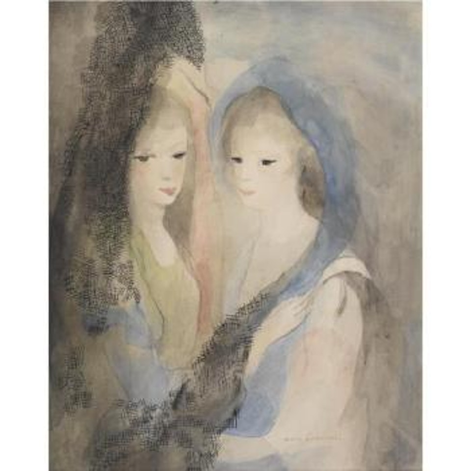 Deux Jeunes Femmes Mantille Et Voile Bleu by Marie Laurencin