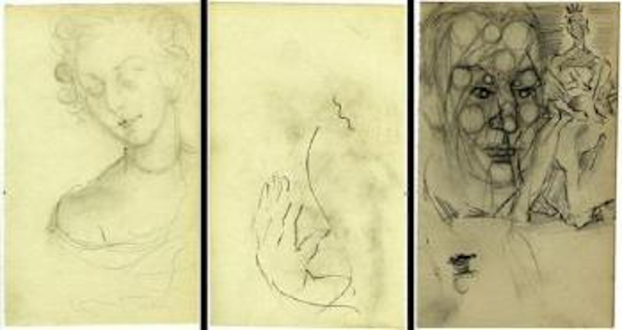 Deux Etudes pour le 'Portrait de Madame Phillips'. Etude Corpusculaire pour le Portrait de Monsieur X by Salvador Dali