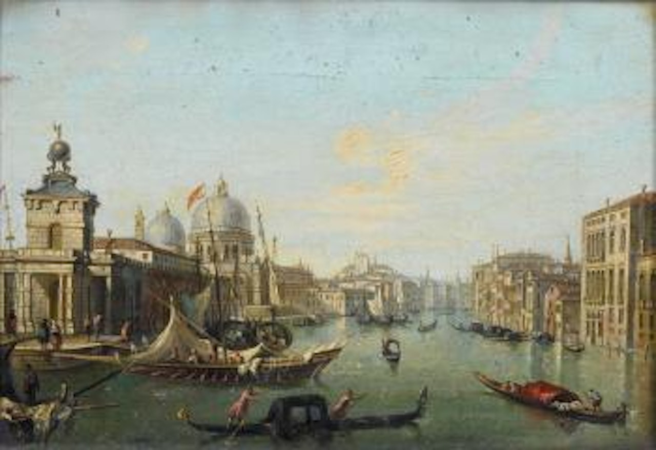 The Doge's Palace, Venice, with the Bucintoro. The entrance to the Grand Canal, Venice, with the Punta della Dogana and Santa Maria della Salute by Carlo Grubacs