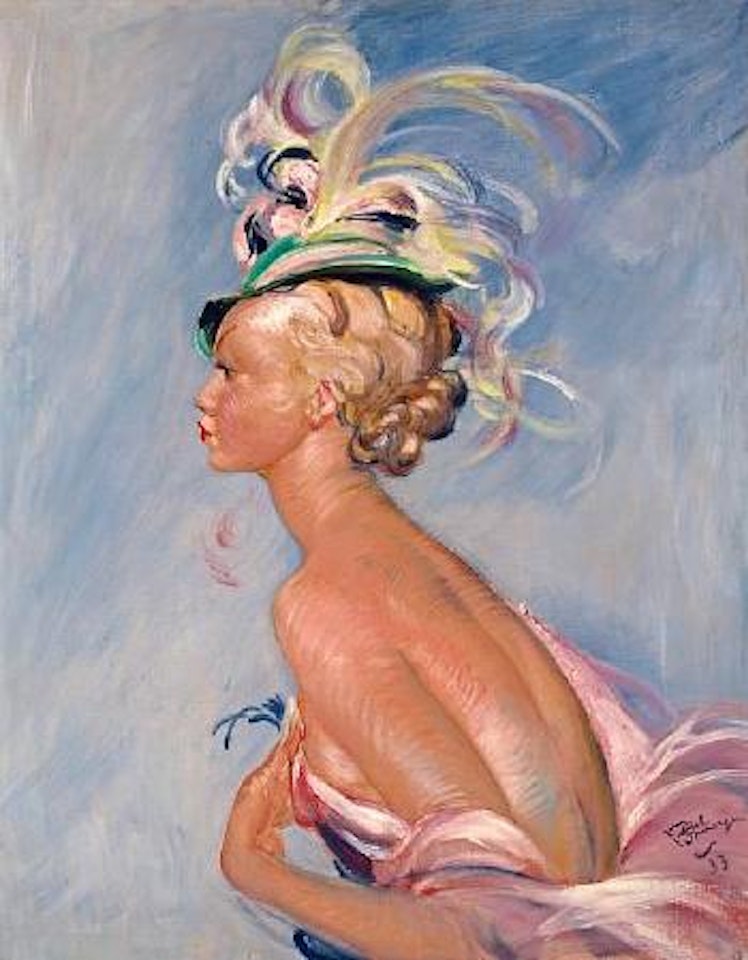 Elegante au chapeau by Jean Gabriel Domergue