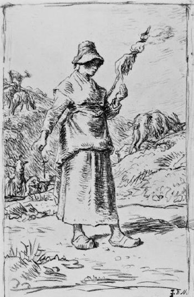 La fileuse, chevriere auvergnate by Jean-François Millet