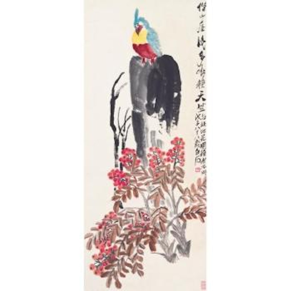 Geranium And Parrot by Qi Baishi