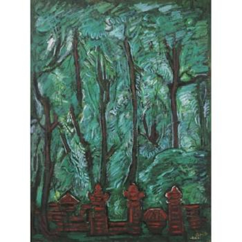 Trees And Temple Wall by Arie Smit