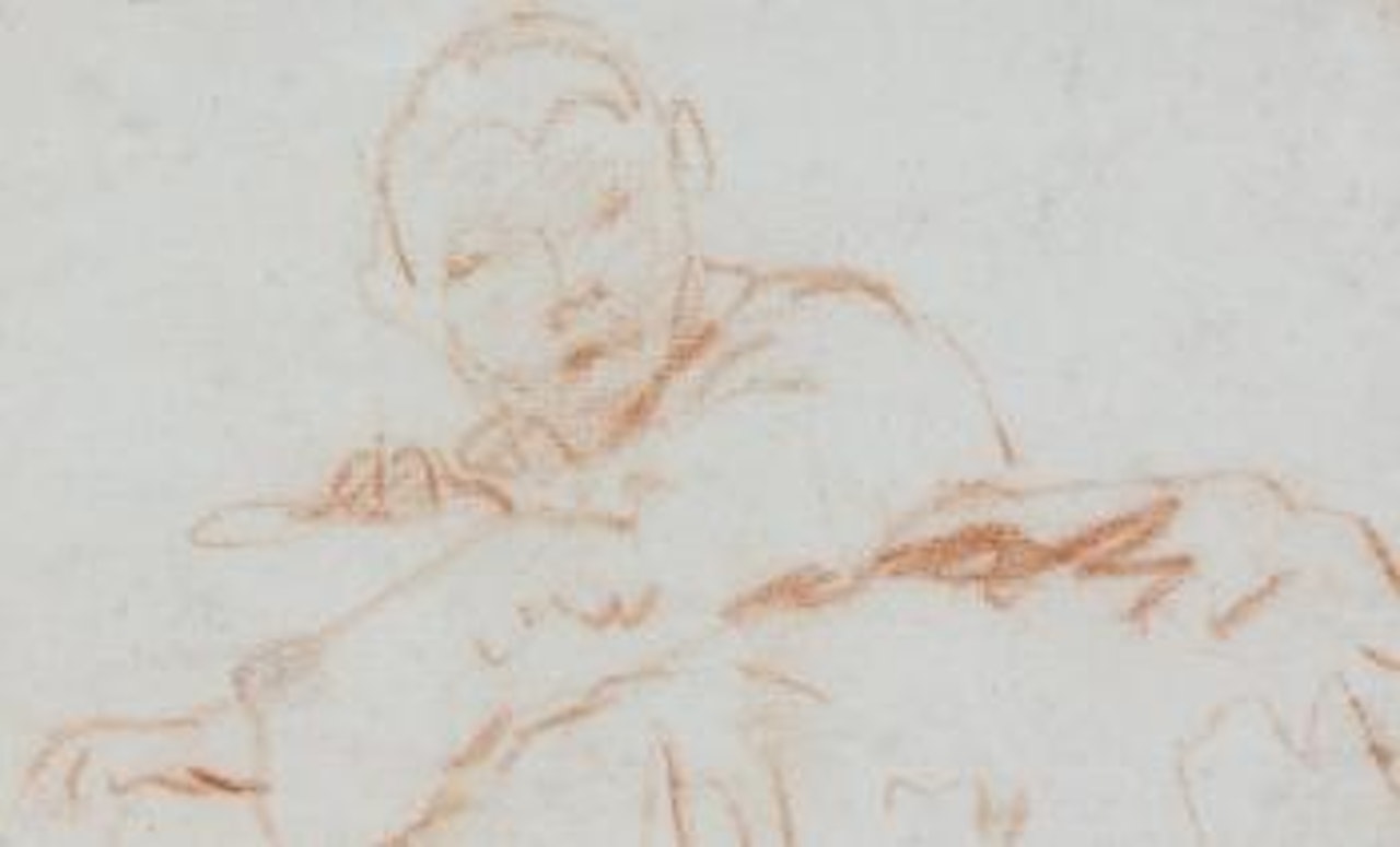 Etude de personnage pour La renommee annonce aux habitants de la villa l'arrivee de l'hote by Giovanni Battista Tiepolo