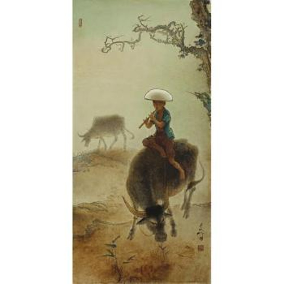 The Cowherder And The Flute by Lee Man Fong