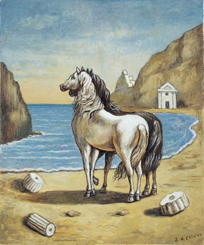 Cavalli antichi in riva al mare by Giorgio de Chirico