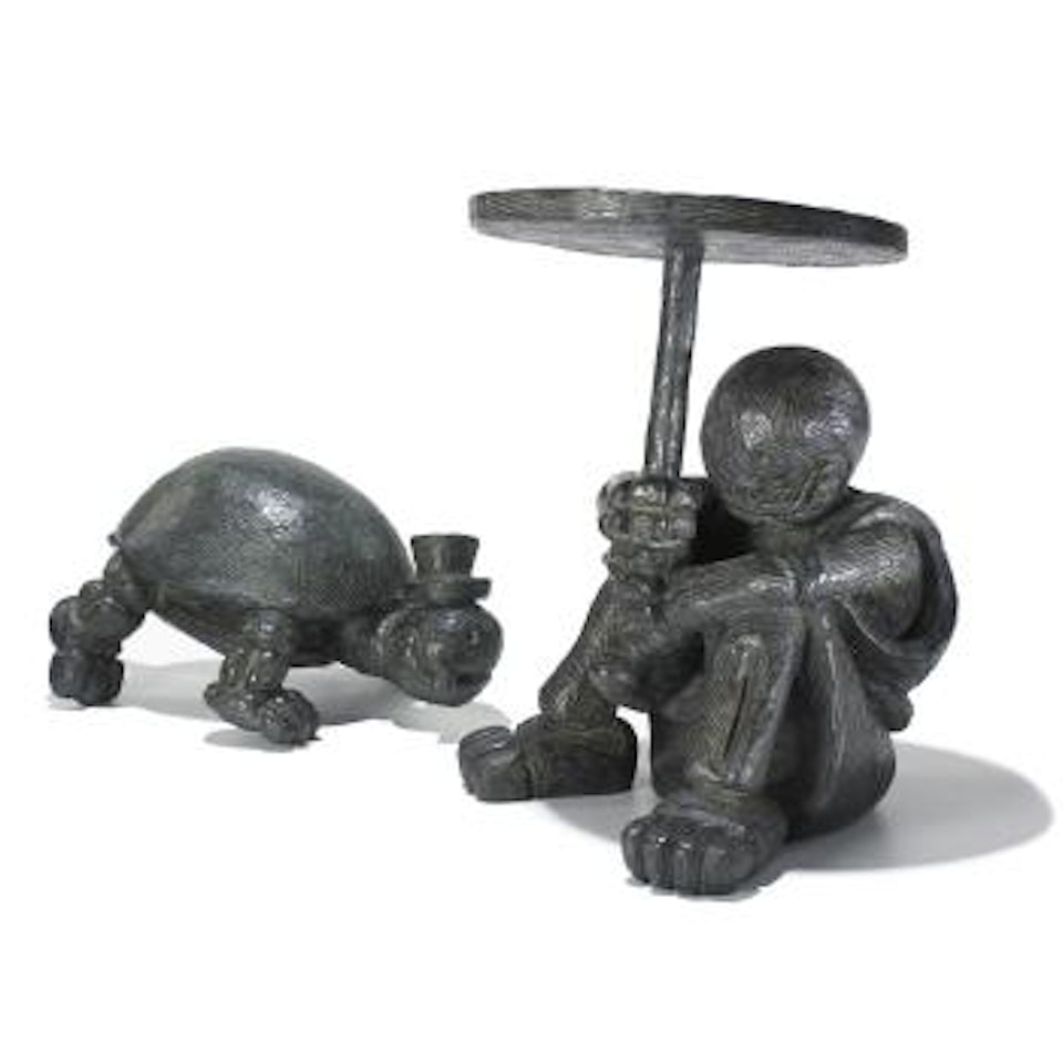 Girl with turtle: a group by Tom Otterness