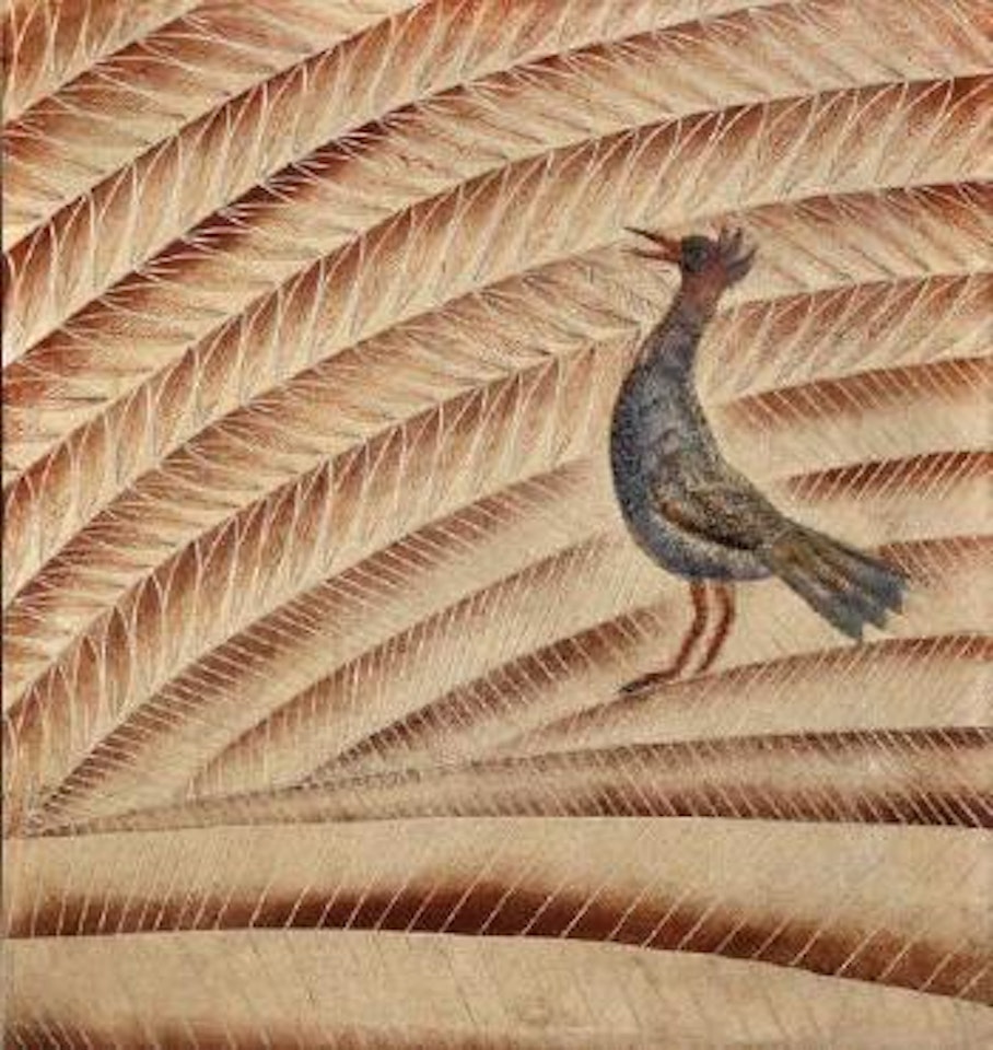 Un oiseau dans un décor feuilagé by Jean Dunand