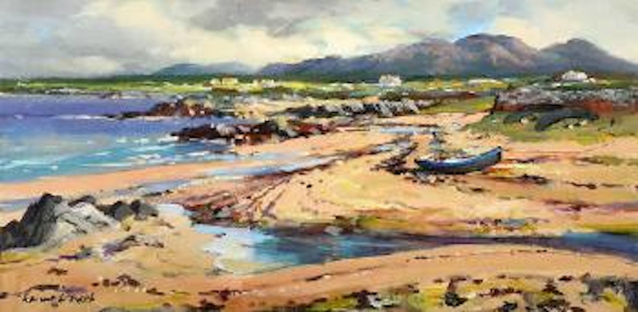 West of Ireland coastal landscape with cottages by Kenneth Webb