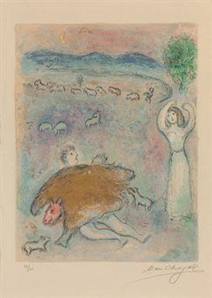 La Ruse de Dorcon, from: Daphnis et Chloé (Mourlot 317) by Marc Chagall