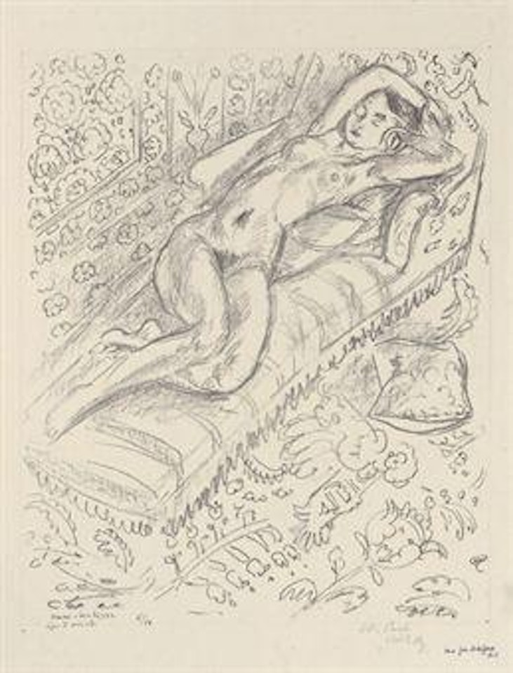 Nu sur Chaise de Repos sur Fond moucharabieh (D.-M. 426) by Henri Matisse