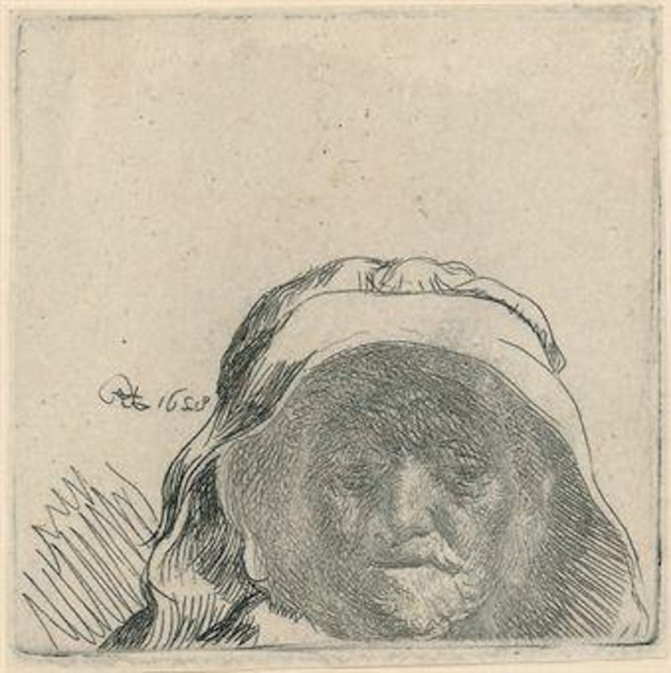 The Artist's Mother: Head only, full Face (B., Holl. 352; H. 2) by Attributed to Rembrandt Harmensz van Rijn