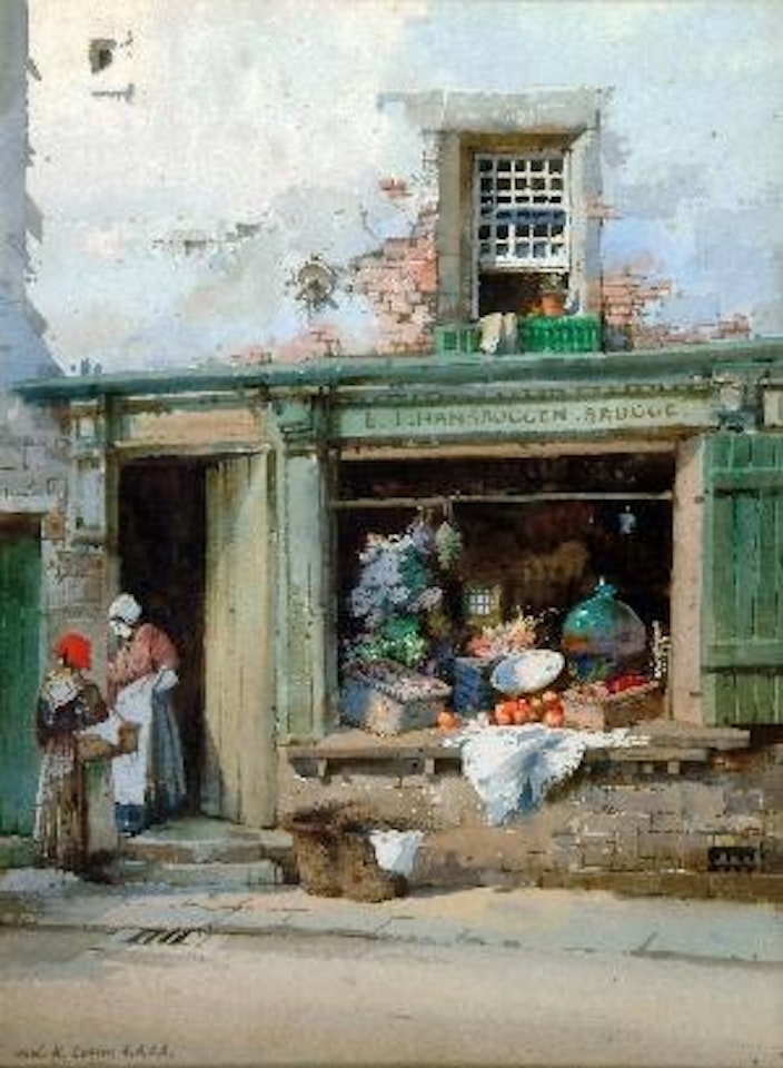 A Dutch fruit shop. Old courtyard Edinburgh by Noel Harry Leaver