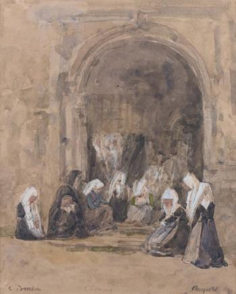 Plougastel, sortie d'eglise by Eugène Boudin