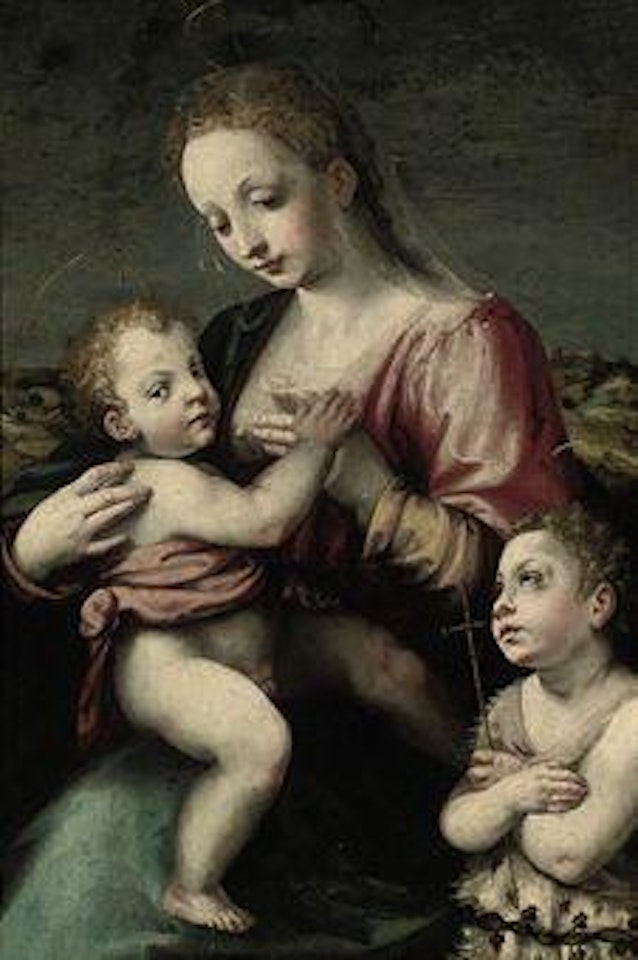 Maddona and Child with Saint John the Baptist in a landscape by Florentine School