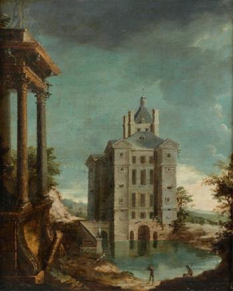 Paysage au chateau pres de la riviere by Venetian School
