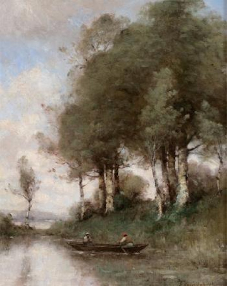 Bord de la rivière au passeur by Paul Désiré Trouillebert