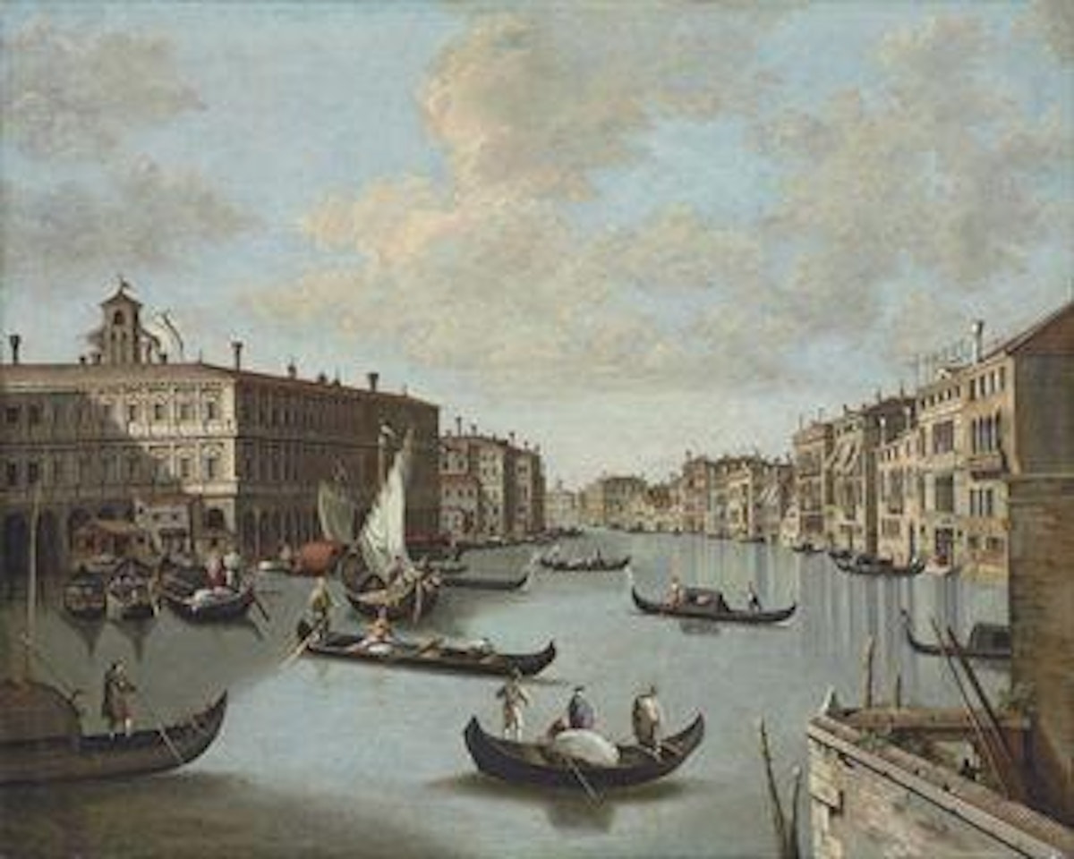 The Grand Canal, Venice, looking North, from near the Rialto Bridge by Canaletto
