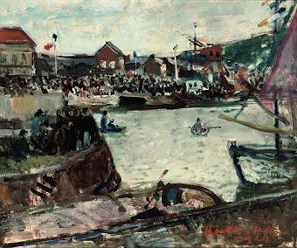 Animation au 14 juillet, Port de Honfleur by François Gall