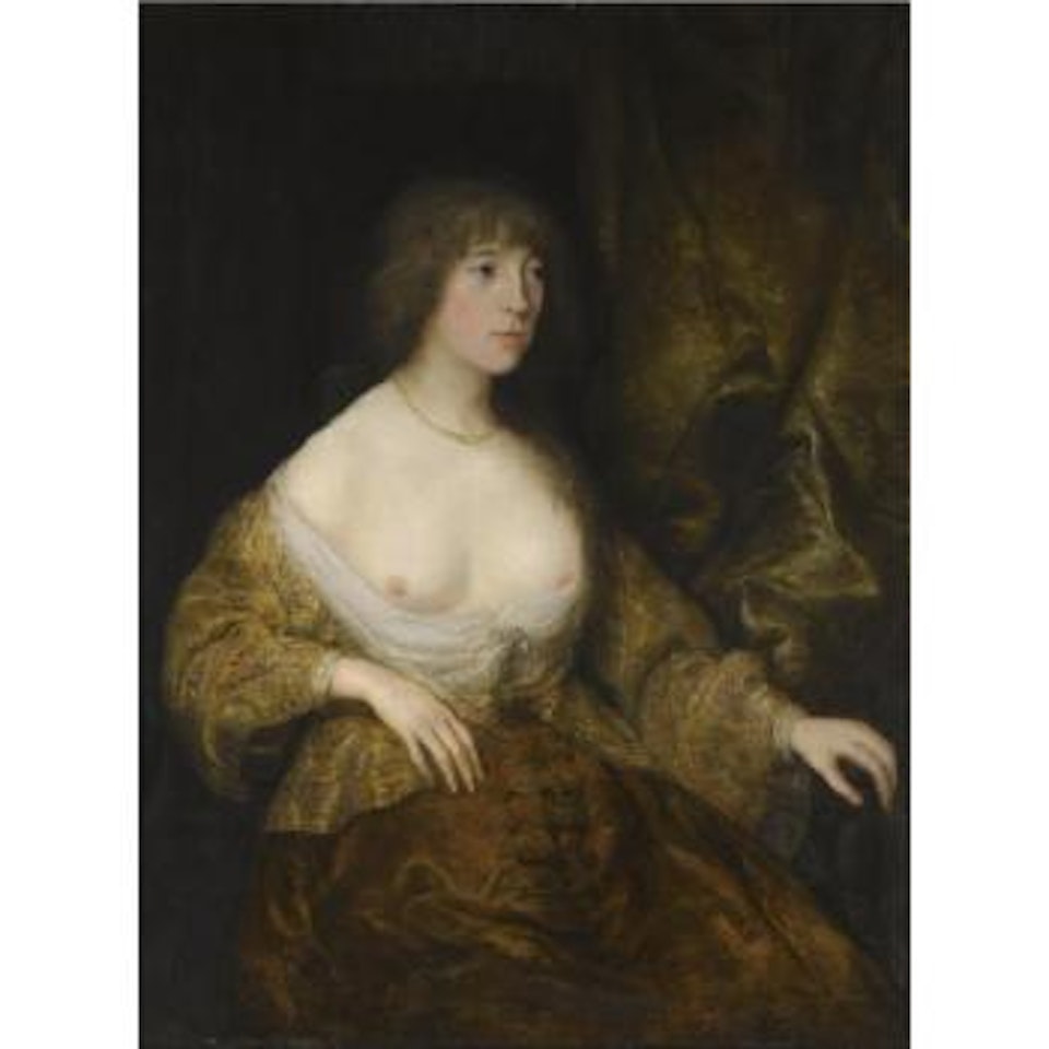 Portrait Of A Lady, Half Length Seated, With Her Breasts Uncovered by Attributed to Rembrandt Harmensz van Rijn