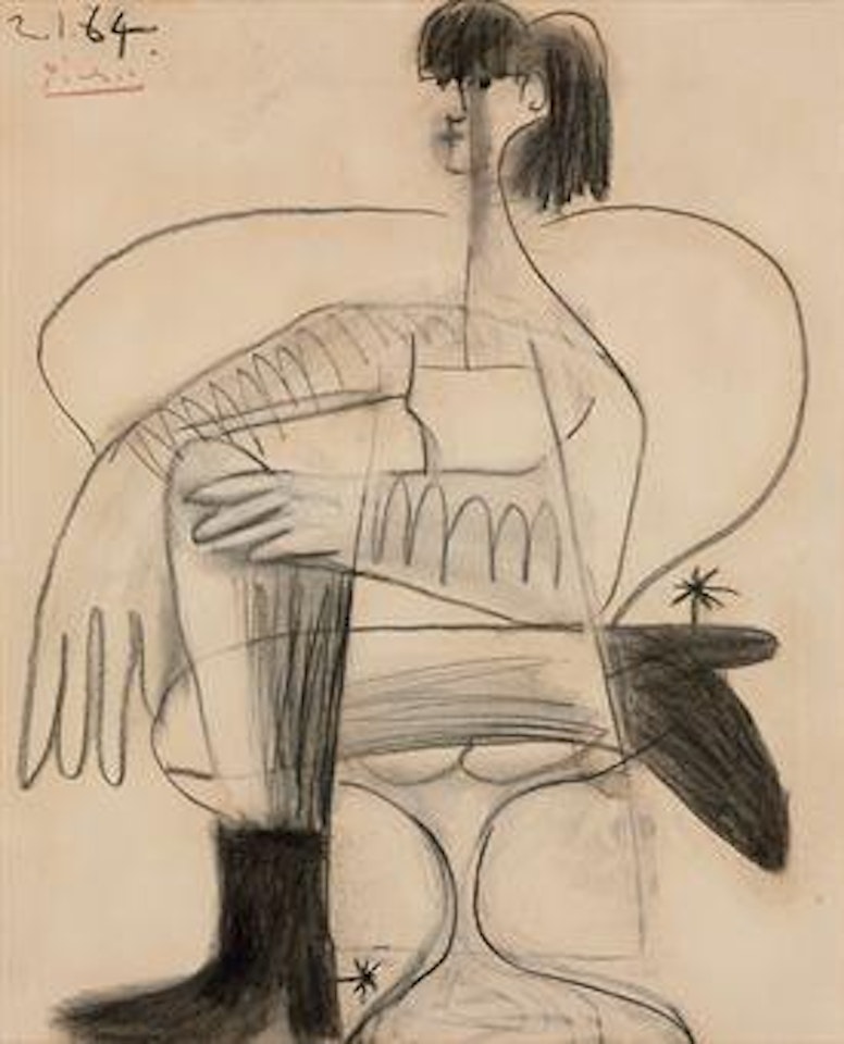 Femme assise en costume de cheval by Pablo Picasso
