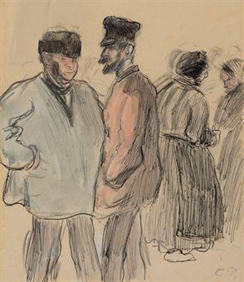 Groupe de personnages au marché, Gisors by Camille Pissarro