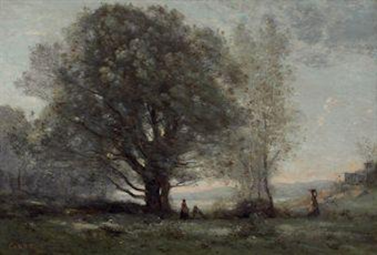 Les chênes-verts dans la vallée by Jean Baptiste Camille Corot