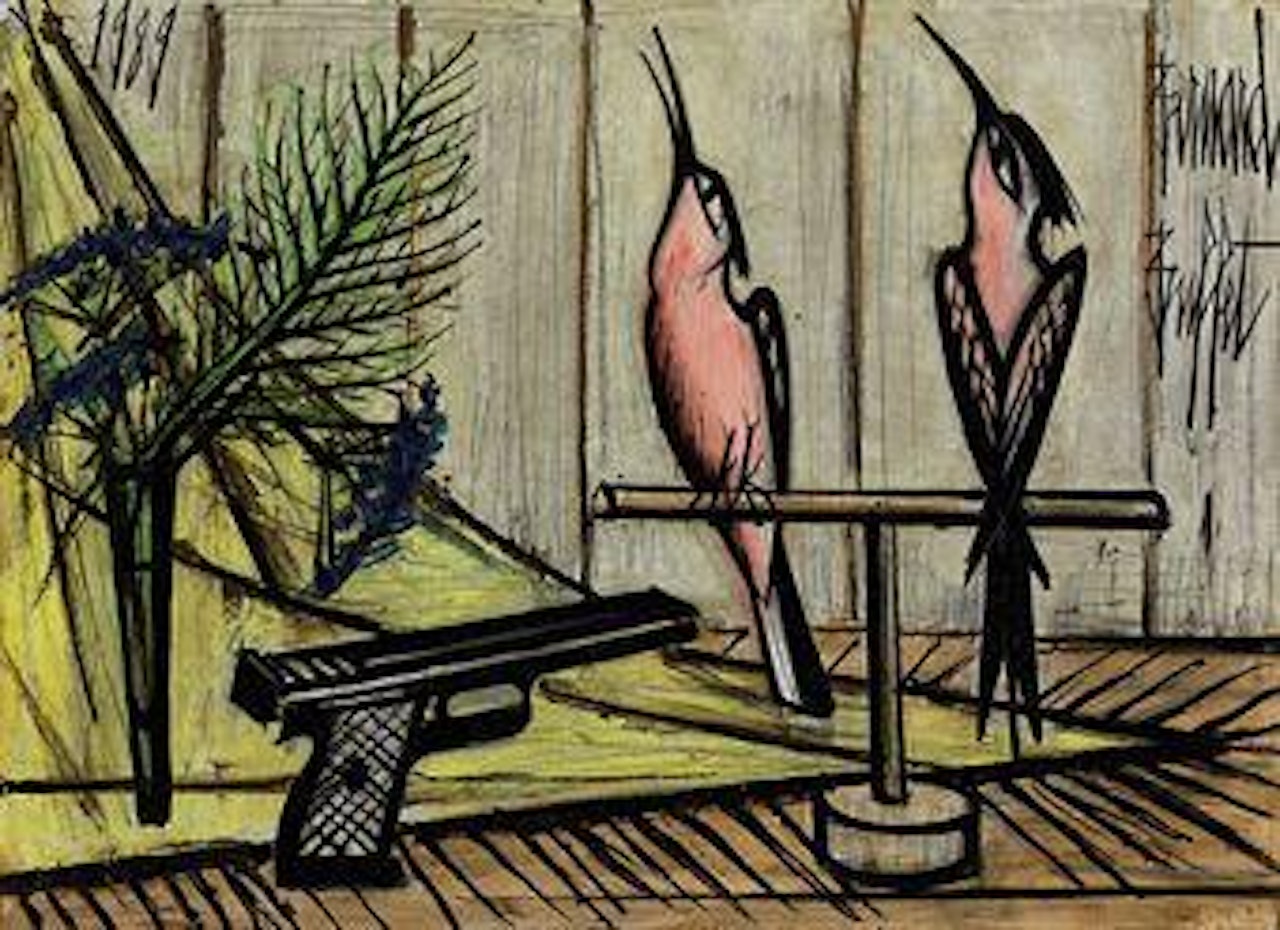 Pistolet et deux paradisiers by Bernard Buffet