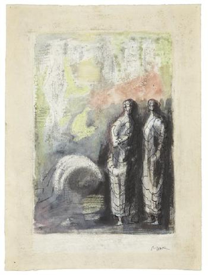 Two Standing Figures in Landscape by Henry Moore