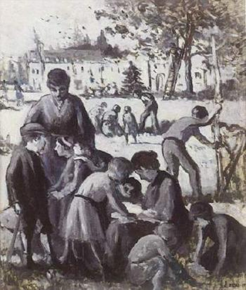 Les enfants jouant et jardinant dans le parc by Maximilien Luce