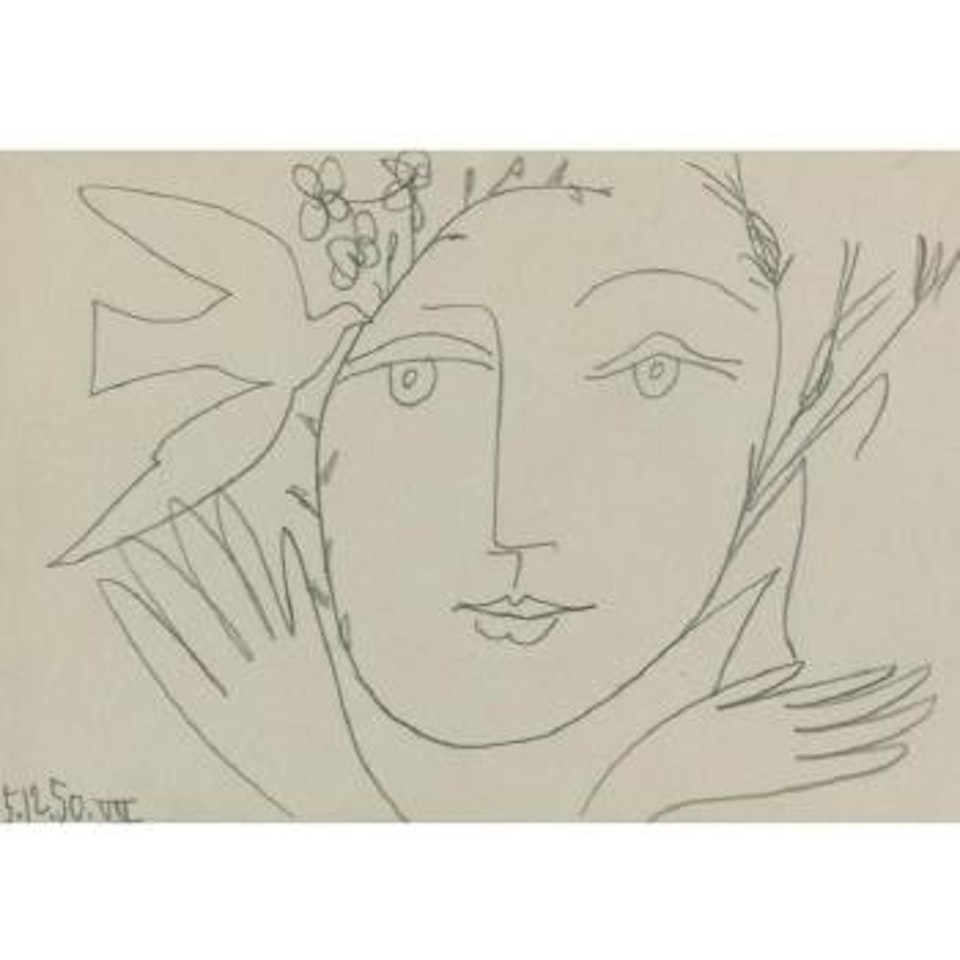 Le Visage De La Paix: Colombe, Visage, Mains Et Fleur by Pablo Picasso