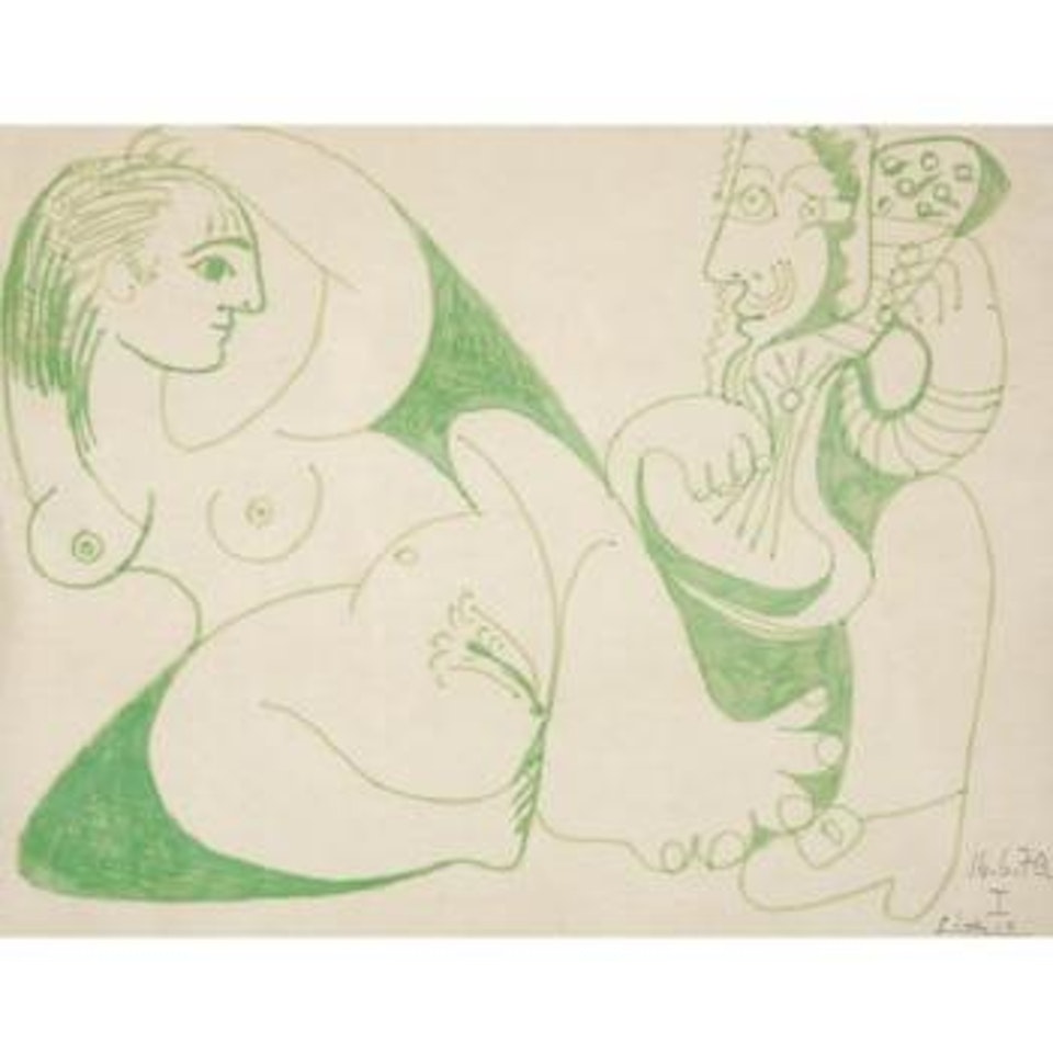 Musicien Et Femme Nue I by Pablo Picasso