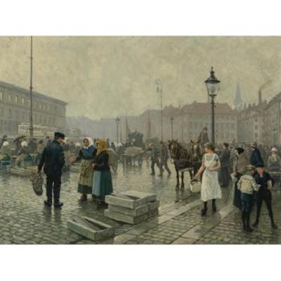 The Fish Market At Gammelstrand, Copenhagen by Paul Fischer