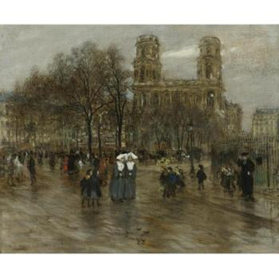 Place St. Sulpice, Paris by Jean Francois Raffaelli