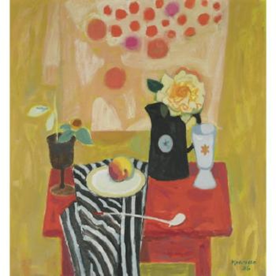 Still Life With Red Table by Alberto Morrocco