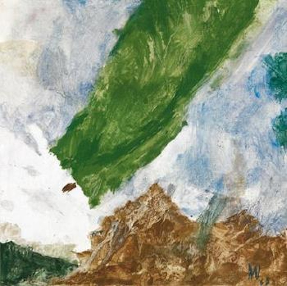 Wie eine Landschaft, Berg mit grüner Wolke by Max Weiler