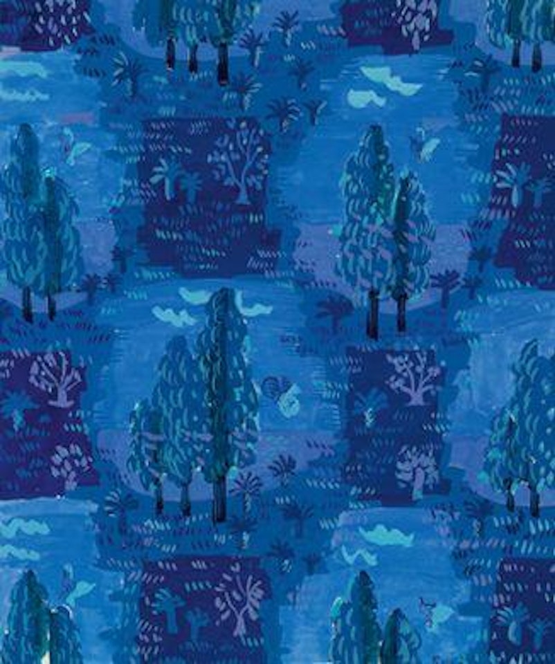 Paysage aux Cyprès et Papillons sur fond bleu by Raoul Dufy