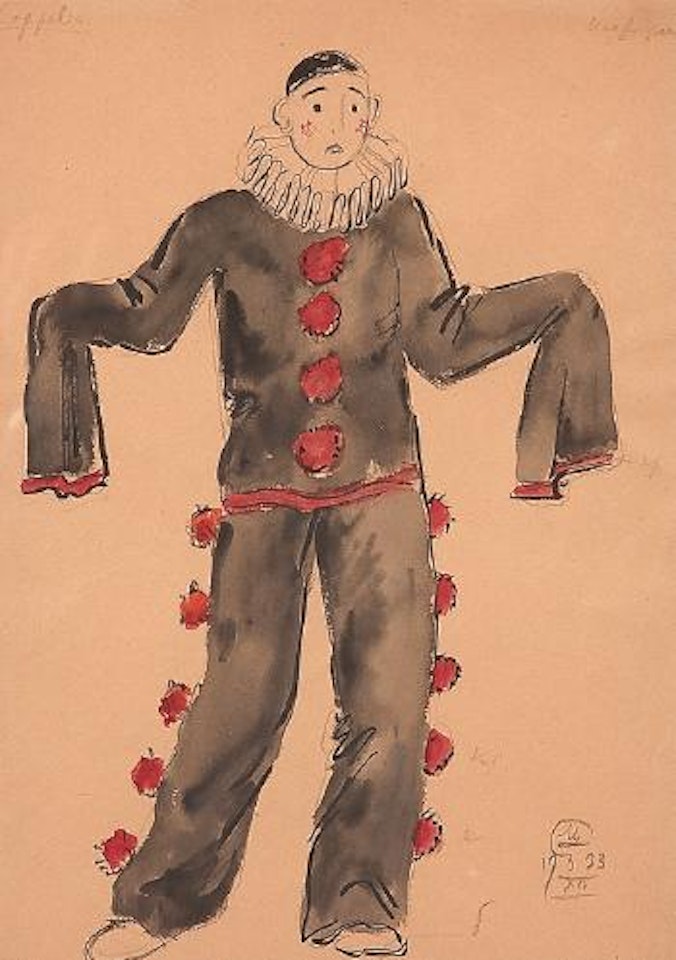 Costume Design for Pierrot from Coppelia by Mstislav Valerianovich Dobuzhinsky