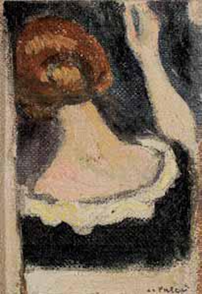 Couturière vue de dos, le bras droit levé by Louis Valtat
