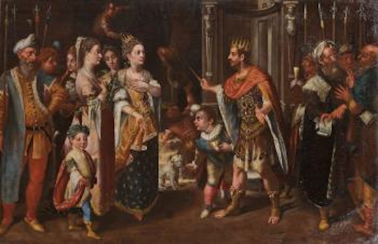 La rencontre de Salomon et de la reine de Saba by Spanish School
