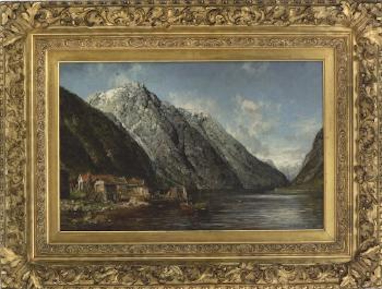 Fjordelandskap med folkeliv by Anders Monsen Askevold