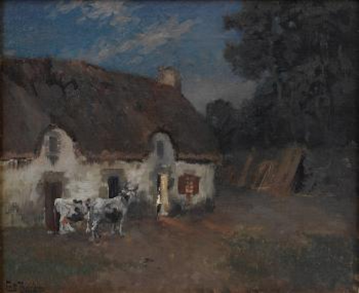 Bondegard i Bretagne, aften by Fritz Thaulow